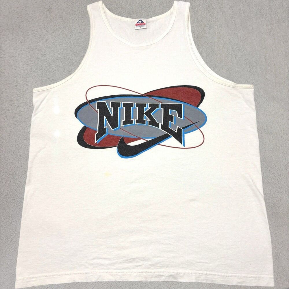 Rare Vintage NIKE Spell Out Men’s XL Basketball Graphic Tank Top T Shirt 80s 90s - Picture 1 of 6